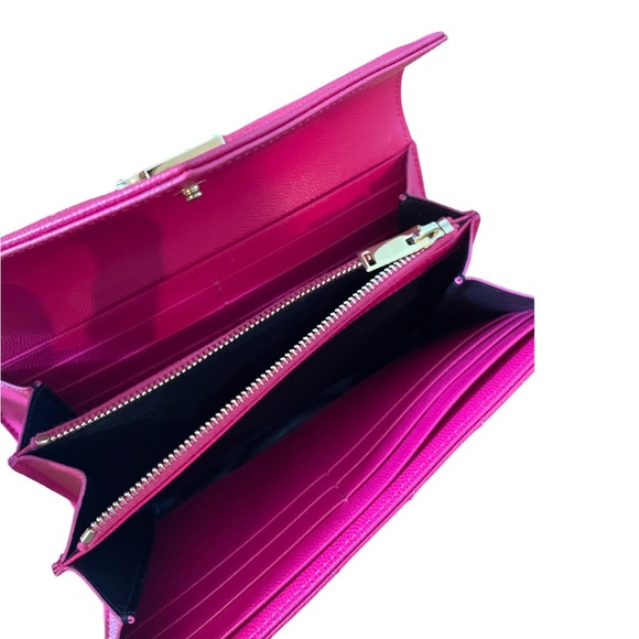 Saint Laurent Grain De Poudre Matelasse Chevron YSL Monogram Flap Pink Authentic - Picture 3 of 10